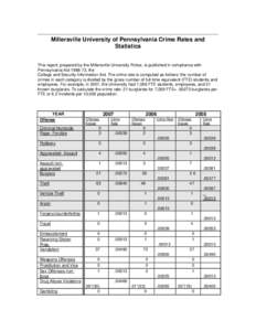 Microsoft Word - Millersville University of Pennsylvania Crime Rates and Statistics[removed]doc
