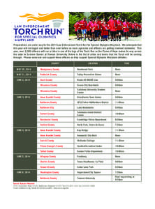 Preparations are under way for the 2014 Law Enforcement Torch Run for Special Olympics Maryland. We anticipate that this year will be bigger and better than ever before as more agencies and officers are getting involved 