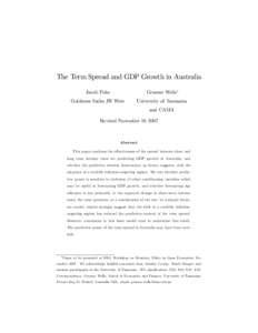 The Term Spread and GDP Growth in Australia Jacob Poke Graeme Wells  Goldman Sachs JB Were