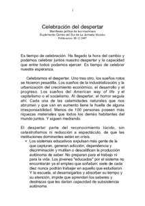 1  Celebración del despertar Manifiesto político de los insumisos Suplemento Correo del Sur de La Jornada Morelos Publicación: 