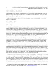 5.7  Symp. on Observing and Understanding the Variability of Water in Weather and Climate, AMS Annual Meeting, Long Beach, CA, Feb[removed]NCEP REGIONAL REANALYSIS