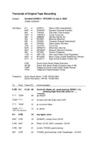 Transcript of Original Tape Recording Subject Accident DHX611 / BTC2937 of July 2, 2002 (midair collision)