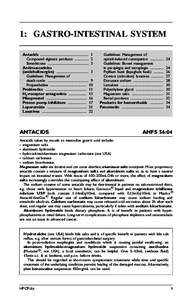 1: GASTRO-INTESTINAL SYSTEM Antacids ........................................................ 1 Compound alginate products ................ 2 Simethicone ................................................ 3 Antimuscarinics