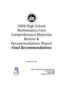 OSPI Mathematics HS IMR Report[removed]