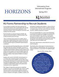 HORIZONS  Information from International Programs Spring 2014