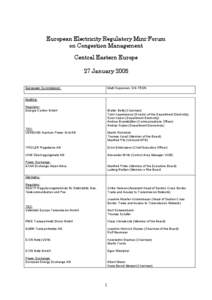 European Electricity Regulatory Mini-Forum on Congestion Management Central Eastern Europe 27 January 2005 European Commission: