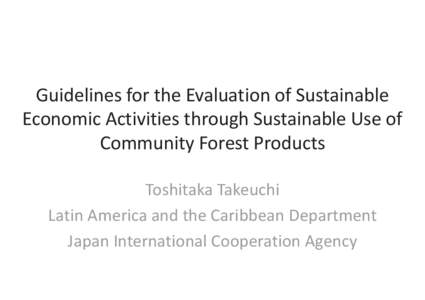 Guideline for Selection of Small Business Projects for Sustainable Forest Management