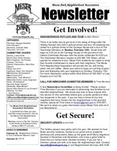 Mesta Park Neighborhood Association  Newsletter News and information for ALL residents of the Mesta Park Historic Preservation District February 2012