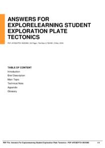 ANSWERS FOR EXPLORELEARNING STUDENT EXPLORATION PLATE TECTONICS PDF-AFESEPT21-BOOM3 | 63 Page | File Size 2,739 KB | 3 Mar, 2016