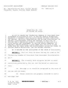 MISSISSIPPI LEGISLATURE  REGULAR SESSION 2016 By: Representatives Gunn, Arnold, Bounds, Carpenter, Gipson, Shirley, Boyd, Eubanks