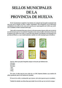 SELLOS MUNICIPALES DE LA PROVINCIA DE HUELVA