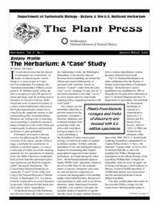 Department of Systematic Biology - Botany & the U.S. National Herbarium  The Plant Press New Series - Vol. 5 - No. 1  January-March 2002