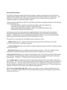 2013 Grade-Level Assessment Sample Parent/Guardian Letter