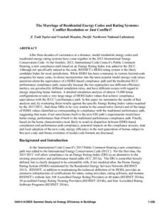 The Marriage of Residential Energy Codes and Rating Systems: Conflict Resolution or Just Conflict?