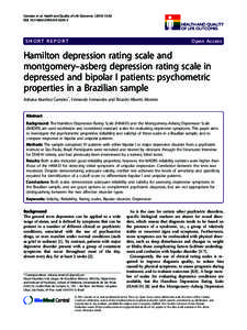 Hamilton depression rating scale and montgomeryŁasberg depression rating scale in depressed and bipolar I patients: psychometric properties in a Brazilian sample