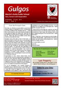 Gulgos Martin’s Gully Public School Care, Concern and Cooperation Wednesday 25 June 2014 Term 2 Week 9