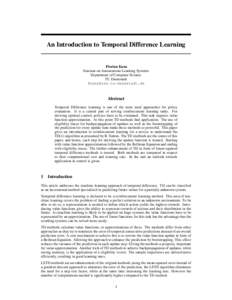 An Introduction to Temporal Difference Learning  Florian Kunz Seminar on Autonomous Learning Systems Department of Computer Science TU Darmstadt