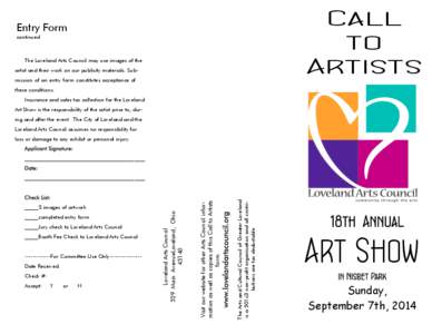 Call to Artists Entry Form continued