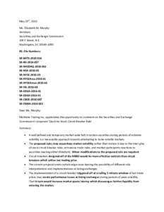 Comment Letter on File No. SR-BATS[removed], SR-EDGA[removed], SR-EDGX[removed], SR-BX[removed], SR-ISE[removed], SR-NYSE[removed], SR-NYSEAmex[removed], SR-NYSEArca[removed], SR-Nasdaq[removed], SR-NSX[removed], SR-CBOE[removed]