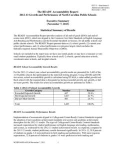 GCS 1 – Attachment 1 Additional Information November 7, 2013 The READY Accountability Report:  [removed]Growth and Performance of North Carolina Public Schools