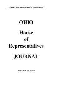 JOURNALS OF THE SENATE AND HOUSE OF REPRESENTATIVES  OHIO House of Representatives