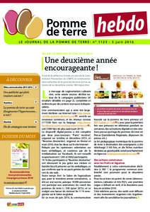 Pomme de terre hebdo  LE JOURNAL DE LA POMME DE TERRE- n° juin 2016