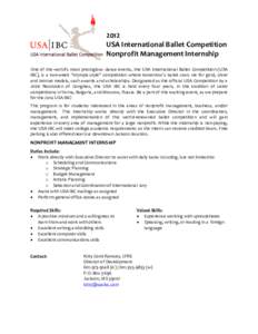 Fall 2000 USA International Ballet Competition Intern Program