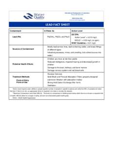 International Headquarters & Laboratory Phone[removed]WWW.WQA.ORG A not-for-profit organization  LEAD FACT SHEET