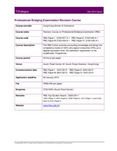 T/Dialogue  Dec 2014 issue Professional Bridging Examination Revision Course Course provider
