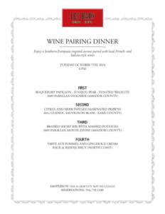 LES qBAUX BAKERY BISTRO  WINE PAIRING DINNER