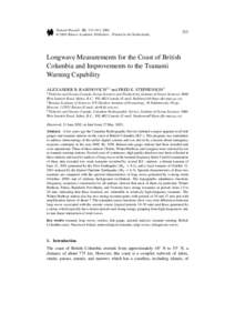 Natural Hazards 32: 313–343, 2004. © 2004 Kluwer Academic Publishers. Printed in the Netherlands[removed]Longwave Measurements for the Coast of British