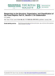 Downloaded from rstb.royalsocietypublishing.org on October 18, 2013  Researches on the Structure, Organization, and Classification of