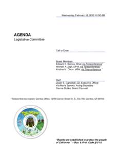 California Board of Podiatric Medicine - Enforcement Committee Agenda for February 18, 2015 Meeting