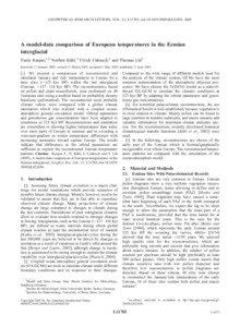 GEOPHYSICAL RESEARCH LETTERS, VOL. 32, L11703, doi:[removed]2005GL022456, 2005  A model-data comparison of European temperatures in the Eemian