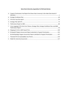 Boise State University, Appendixes for Mid Cycle Review A. Program Prioritization Final Report from Boise State University to the Idaho State Board of Education ...........................................................