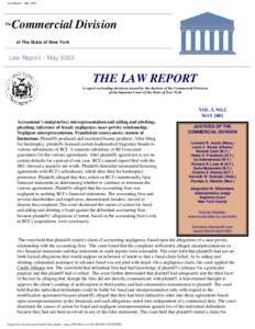 Law Report - May[removed]The Commercial Division of The State of New York