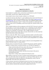 Suggested procedure for handling of reference strains The contents of this document is adjusted from the QA-system of the National Food Institute, Denmark Page 1 of 2 Last update: December[removed]Suggested procedure for