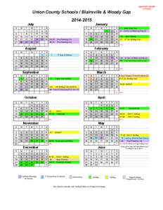 Union County Schools / Blairsville & Woody Gap  Approved Calendar[removed]2015