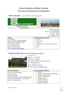 Maseno University / .kw / University of Nairobi / Nairobi / Chancellor / Catholic University of Eastern Africa / Email / Moi University / Fax / Association of Commonwealth Universities / Education / Academia