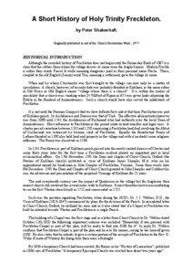 A Short History of Holy Trinity Freckleton. by Peter Shakeshaft. Originally published in aid of the Church Restoration Fund , 1977.