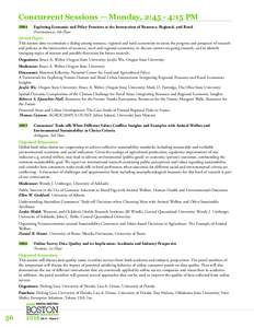 Concurrent Sessions — Monday, 2:45 - 4:15 PM 1064 Exploring Economic and Policy Frontiers at the Intersection of Resource, Regional, and Rural Provincetown, 4th Floor