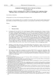 COMMISSION IMPLEMENTING REGULATION (EU) No[removed]of 23 September 2014 imposing a definitive anti-dumping duty on imports of ammonium nitrate originating in Russia following an expiry review pursuant to Article[removed]o