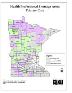 Health Professional Shortage Areas Primary Care Kittson  Roseau Lake of the Woods