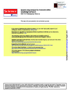 Oceanic mass transport by mesoscale eddies Zhengguang Zhang et al. Science 345, ); DOI: scienceThis copy is for your personal, non-commercial use only.