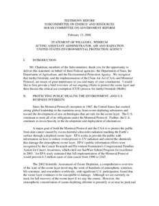 USEPA: OCIR: Testimony of William L. Wehrum, Acting Assistant Administrator, Office of Air and Radiation, U. S. Environmental Protection Agency, February 15, 2006