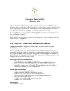 Internship / Stone Barns Center for Food & Agriculture / Education / Learning / Employment
