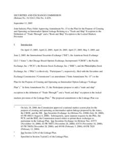 Order Approving Amendment No. 15 to the Plan for the Purpose of Creating and Operating an Intermarket Option Linkage Relating to a “Trade and Ship” Exception to the Definition...; Rel. No[removed], File No. File No.