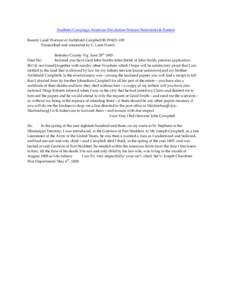 Southern Campaign American Revolution Pension Statements & Rosters Bounty Land Warrant of Archibald Campbell BLWt421-100 Transcribed and annotated by C. Leon Harris Berkeley County Vig June 28th 1805 Dear Sir/ Inclosed y