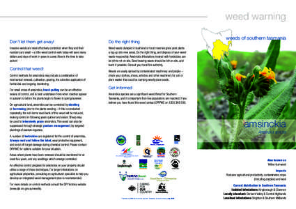 weed warning weeds of southern tasmania Don’t let them get away!  Do the right thing