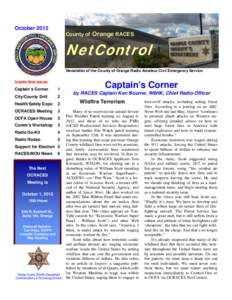OctoberCounty of Orange RACES NetControl Newsletter of the County of Orange Radio Amateur Civil Emergency Service